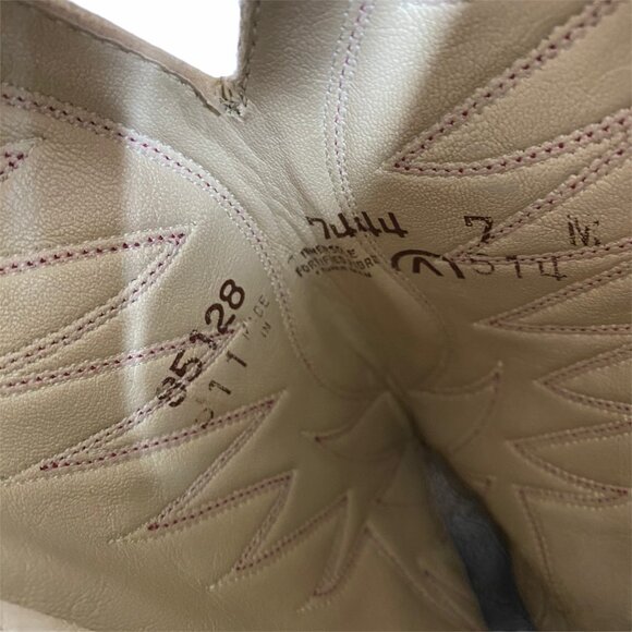 Vintage Suede Cowboy Boots Gray Leather Block Heel Red Stitching - Picture 5 of 7